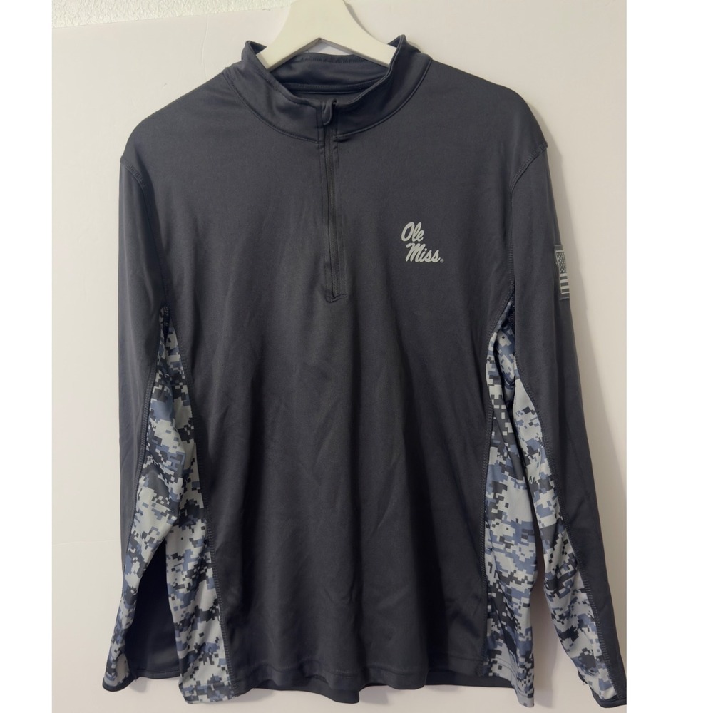 Colosseum Ole Miss Rebels OHT 1/4 Zip Jacket Mens L Camo OHT NCAA Military Fan